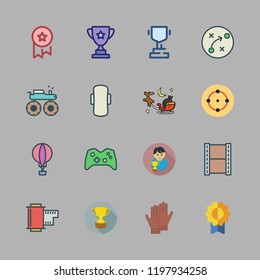 competition icon set. vector set about gloves, trophy, target and winner icons set.