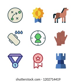 competition icon set. vector set about strategy, medal, compress and target icons set.