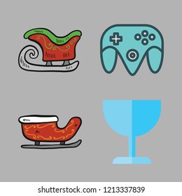 competition icon set. vector set about game controller, sled and cup icons set.