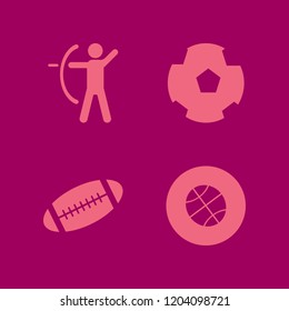 competition icon. competition vector icons set football ball, basketball ball, archer and rugby ball