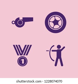 competition icon. competition vector icons set medal, whistle, archer and car wheel