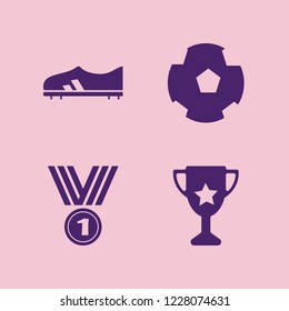competition icon. competition vector icons set football shoe, football ball, medal and trophy cup