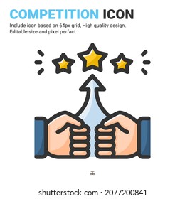 Competition icon vector with outline color style isolated on white background. Vector illustration rivalry, rival sign symbol icon concept for business, finance, industry, company, web and project