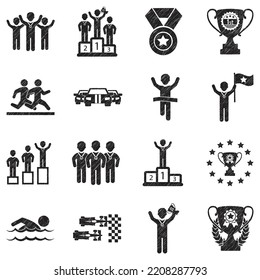 Competition Icons. Black Scribble Design. Vector Illustration.