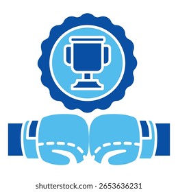 Competition Icons In Blue Style, Vector Illustration