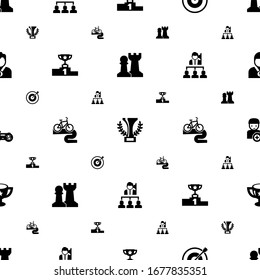 competition icons pattern seamless. Included editable filled Strategy game, champion, Target, Bike tour, Leadership, gamer, award icons. competition icons for web and mobile.