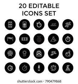 Competition icons. set of 20 editable outline competition icons such as stopwatch, football pitch, running, target. best quality competition elements in trendy style.
