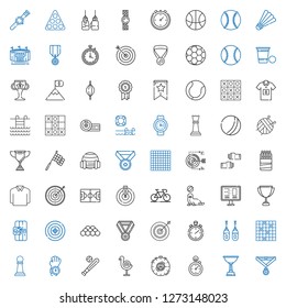 competition icons set. Collection of competition with medal, trophy, stopclock, stopwatch, dart board, baseball, watch, pawn, tic tac toe. Editable and scalable competition icons.