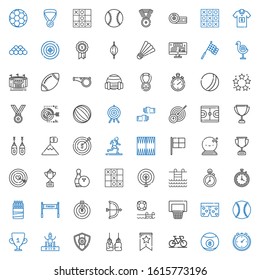 competition icons set. Collection of competition with stopclock, billiard, bicycle, banner, boxing glove, medal, pool, trophy, baseball. Editable and scalable competition icons.