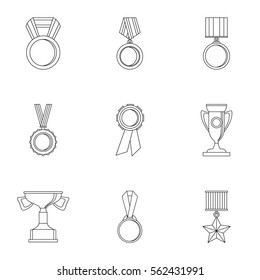 Competition icons set. Outline illustration of 9 competition vector icons for web