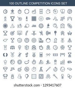 competition icons. Trendy 100 competition icons. Contain icons such as boxing gloves, medal with star, dart, medal, board game, field, golf ball. competition icon for web and mobile.