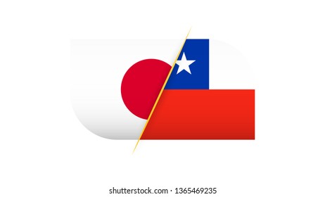 Competition Japan vs Chile. Vector illustration.