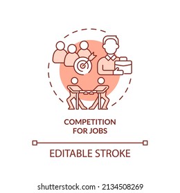 Competition for jobs terracotta concept icon. Legalizing immigrants negative impact abstract idea thin line illustration. Isolated outline drawing. Editable stroke. Arial, Myriad Pro-Bold fonts used