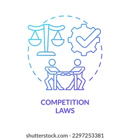 Competition laws blue gradient concept icon. Business work control. Private sector regulations abstract idea thin line illustration. Isolated outline drawing. Myriad Pro-Bold font used