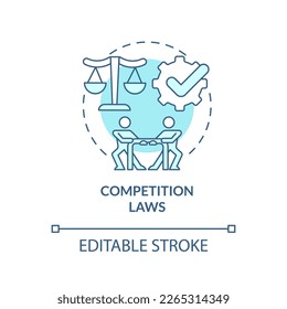 Competition laws turquoise concept icon. Business control. Private sector regulations abstract idea thin line illustration. Isolated outline drawing. Editable stroke. Arial, Myriad Pro-Bold fonts used