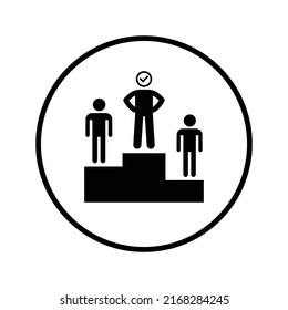 Competition, leader, best worker icon. Black vector graphics.