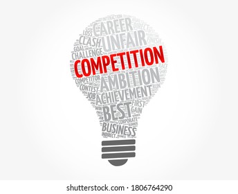 Competition light bulb word cloud, business concept background