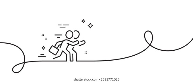 Competition line icon. Continuous one line with curl. Business labor sign. Hire job symbol. Competition single outline ribbon. Loop curve pattern. Vector