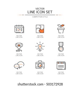 Conjunto de iconos de la línea de competencia