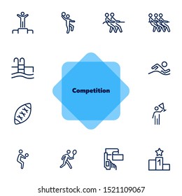 Competition line icon set. Winner, athlete, sportsman, player, team. Sport concept. Can be used for topics like contest, leadership, win