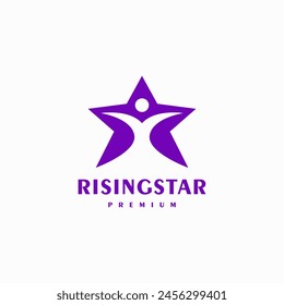 Diseño de logotipo de la competencia con Estrella emergente y Ilustración vectorial de personas humanas