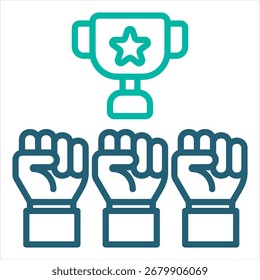 Ilustración de icono único azul de contorno de competencia