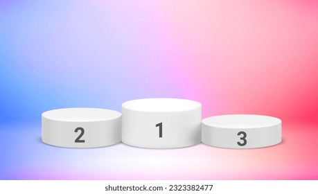 Podium auf lebendigem Hintergrund. 3D-Vektorgrafik nach oben