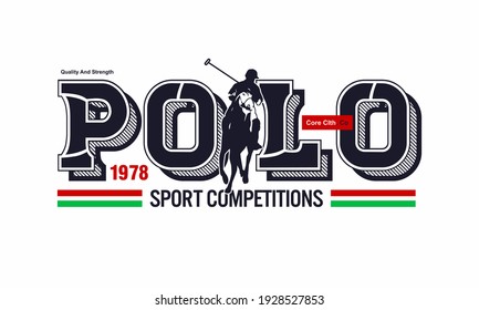 Competition Polo horse and player sign. Vector Illustration.Typography for t shirt print.team athletics.
