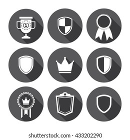 Competition Prize And Award Flat Design Icons Monochrome Series
