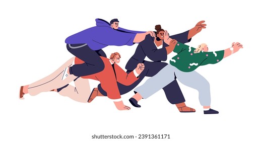 Competition, rivalry concept. Fight, conflict between competitors, rivals for success, job, leadership. Career race. People run, rush. Flat graphic vector illustration isolated on white background