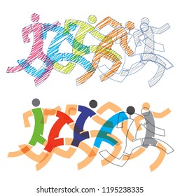 
Competition runners, full speed.
Two different Stylized illustrations of runners.Isolated on white background. Vector available.