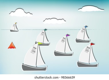 Competition in sailing, sailboats from around the world, eps10 vector