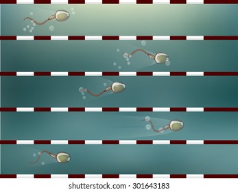 competition of sperm,sperm are swim racing to the target,sperm concept
