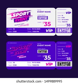 Competition Sport Event Ticket, When The Session Is Being Held, On The Sports Field, For Spectators Who Buy Tickets, With Color Purple Pink And White