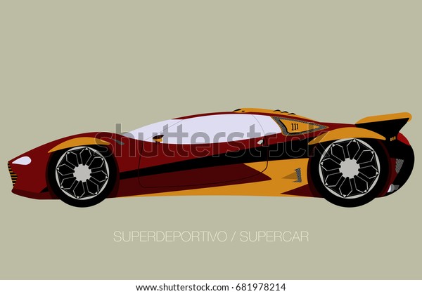 competition street\
supercar, flat design\
style
