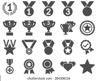 Competition & Success Bicolor Icons. This icon set uses gray color, rounded angles, white background.