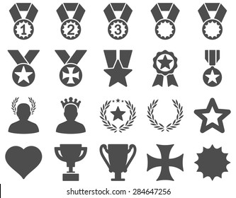 Competition & Success Bicolor Icons. This icon set uses gray color, rounded angles, white background.