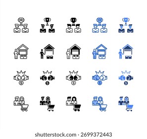 Competition, Suppliers, Rivalry, Buyers multiple style icon set.