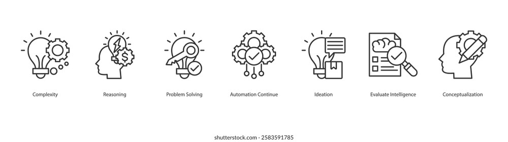 Competition Survival Icon Sheet Complexity, Reasoning, Problem Solving, Automation Continue, Ideation, Evaluate Intelligence, Conceptualization