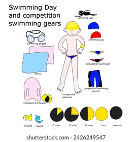 Competition Swimming Full Set
Competition Swimming training illustration. Prepare forbig swimming heats.
Great athlete training. Young athlete to champion. Cute swimmer athlete.