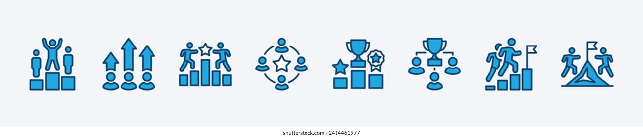 Competition thin line icon set. Success icons. Competition winner, victory, and award icons symbol. Vector illustration