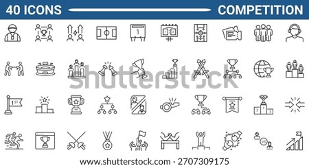 Competition, Tournament line icon set. Contain icons related to Competition, tournament, championship, and games. Editable stroke. Vector illustration