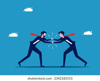 Competition. Two businessmen push each other to eliminate competitors or touch hands