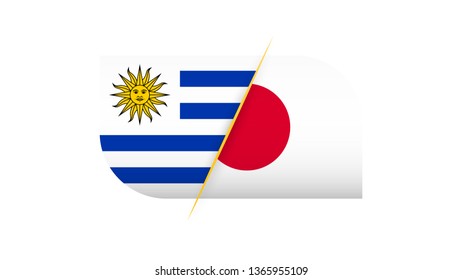 Competition Uruguay vs Japan. Vector illustration.