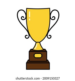 Competition winner cup. Doodle style icon. Vector illustration for poster, banner, background, card, invitation, presentation design.