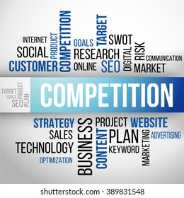 Competition Word Cloud, business Concept Background Vector