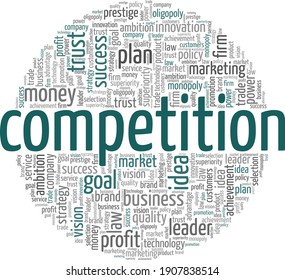 Competition word cloud vector illustration isolated on a white background.
