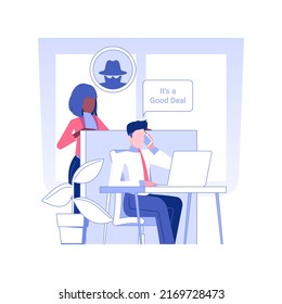 Competition in a workplace isolated concept vector illustration. Man looks at his colleague with suspicion, competition among employees, human resources, pursue career vector concept.