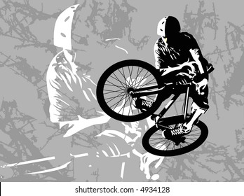 Competitions on dirt jumping. A vector illustration.