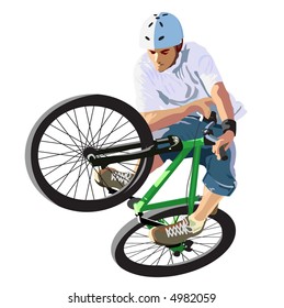 Competitions on dirt jumping. A vector illustration.